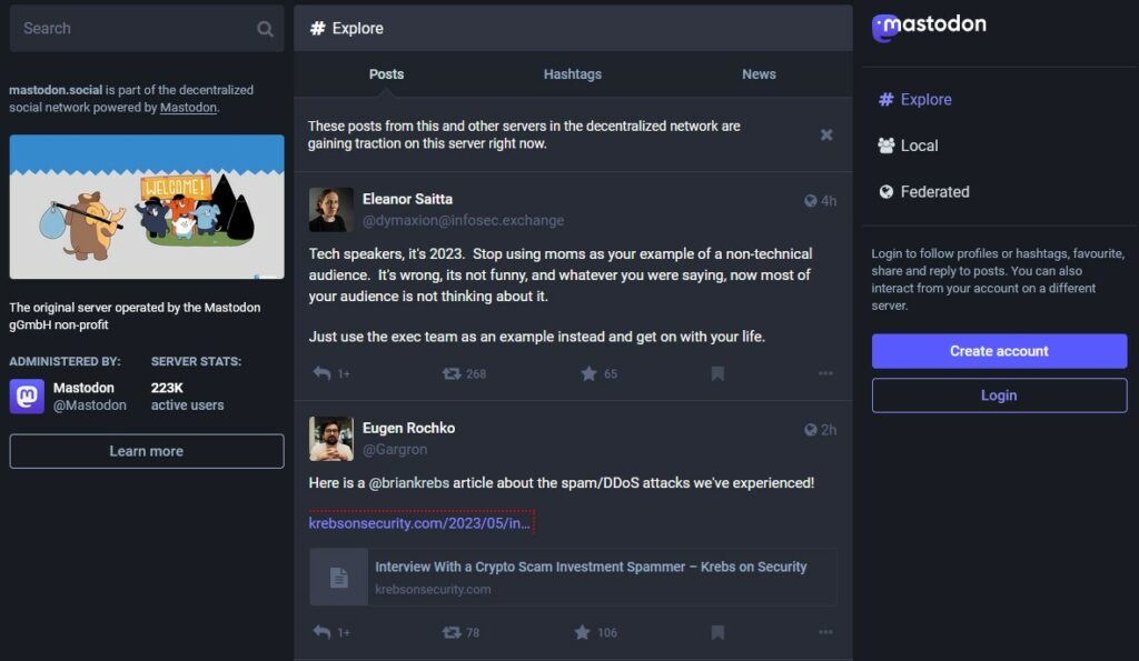 Mastodon Social的主页